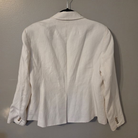 J. Crew Women's Campbell Classic Preppy Academia White 100% Linen Blazer. Sz 14 - Picture 3 of 8
